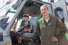 First Lt. Jonathan Palka poses with a local boy at Yokota Air Base during Japanese-American Friendship Festival 2015