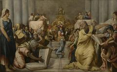 Christ disputing with elders in the temple painting by Tintoretto