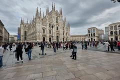 Cathedral of Milano exterior view with detailed Gothic architecture