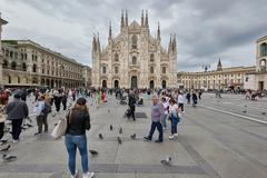 Cathedral of Milano exterior view with Gothic architecture and ornate details