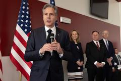 Secretary of State Antony J. Blinken attending an Embassy Meet and Greet event in Brussels