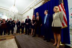 U.S. Secretary of State John Kerry thanking U.S. Ambassador to Belgium Denise Bauer and U.S. Ambassador to the European Union Anthony Gardner at U.S. Ambassador's Residence in Brussels