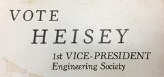 1950 University of Toronto Engineering Students Society election campaign literature for Alan Heisey
