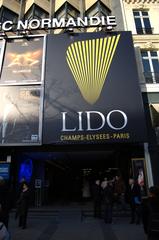 Le Lido cabaret and burlesque show venue in Paris at night