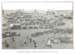 Historic market scene with ox-drawn carts in Johannesburg
