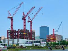 Taipei Twin Towers construction site with North Gate Square and Taoyuan Metro Taipei Station in the background