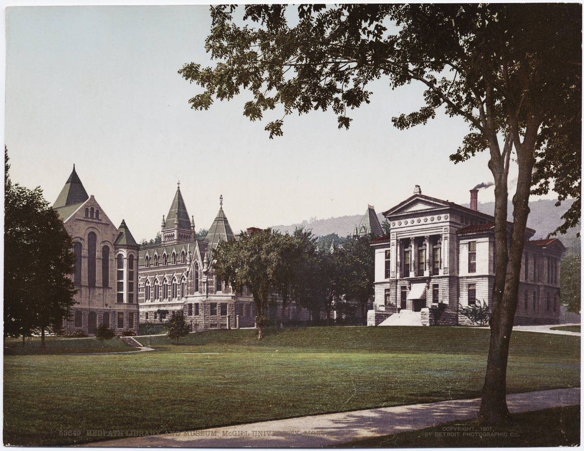 Early 20th century photochrome postcard of Redpath Library and Museum at McGill University