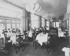 Second-floor restaurant extension on the portico of Pabst Hotel on 42nd Street in Manhattan