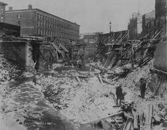 Early 20th century excavation for the subway in Longacre Square (now Times Square), Manhattan, dated December 4, 1901