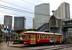 New Orleans Riverfront Streetcar near the head of Canal Street