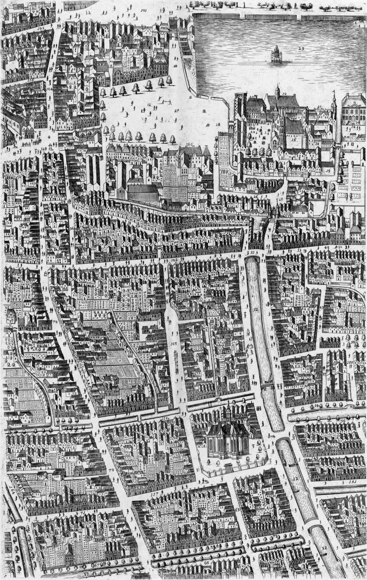 Historic view of Spui and Buitenhof area in The Hague