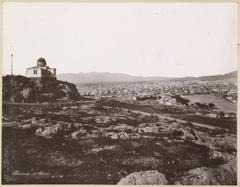 Left part of a panoramic photograph of Athens cityscape from late 19th century