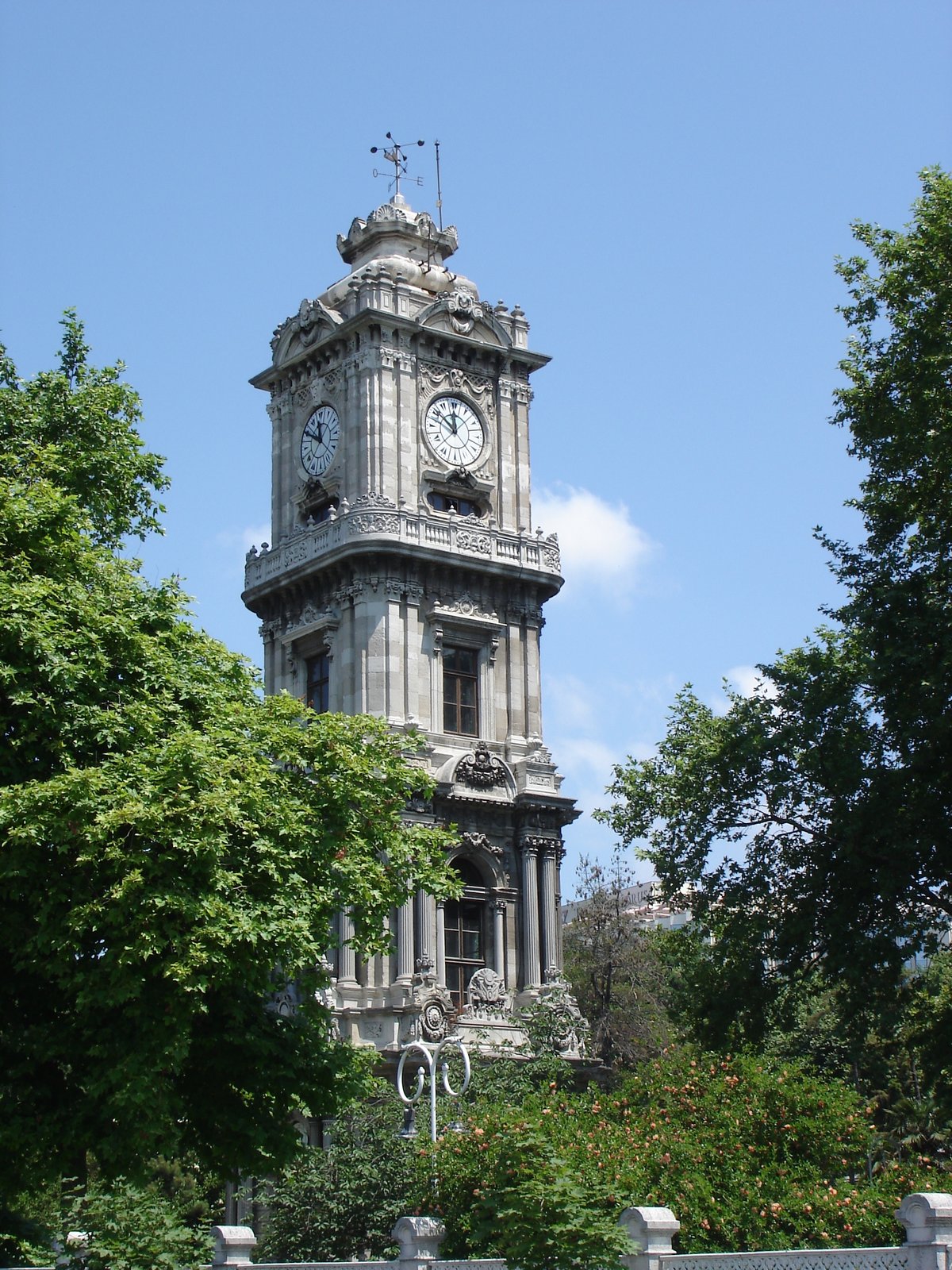 Clock tower at the gate of Dolmabahce Palace