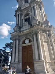 Dolmabahçe Clock Tower in Istanbul on a sunny autumn day