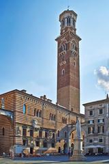 Palazzo della Ragione viewed from Piazza dei Signori in Verona, Italy