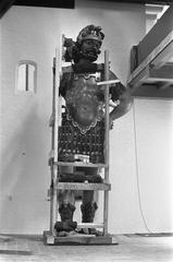 Goliath statue in scaffolding at the Amsterdam Historical Museum former Burgerweeshuis building in 1969