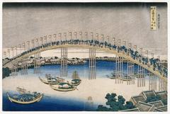 The Festival of Lanterns on Temma Bridge by Katsushika Hokusai