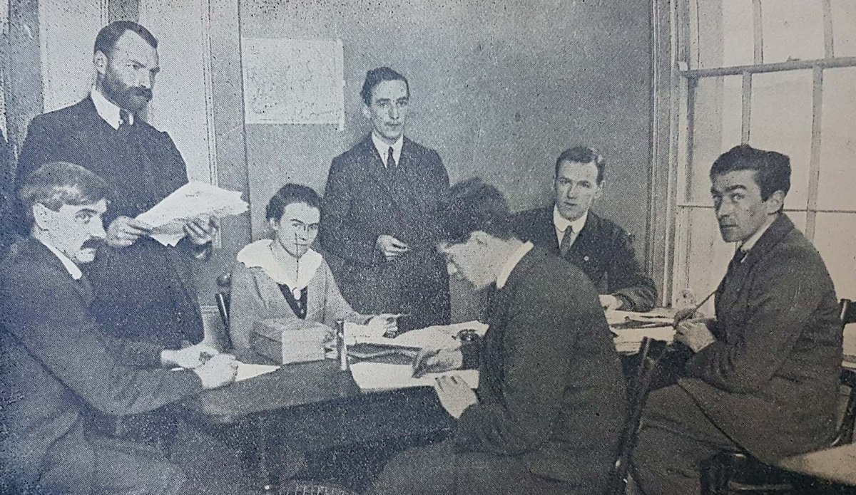 Irish Labour Movement meeting group photo in Liberty Hall, Dublin, January 1919 with prominent political figures