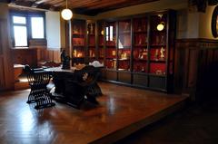 Interior view of Liebieghaus museum in Frankfurt am Main with displayed sculptures