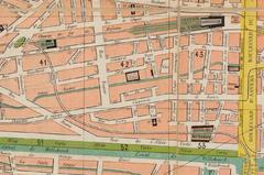 Detailed map of Brussels with Gare du Nord and Allée Verte stations in 1878