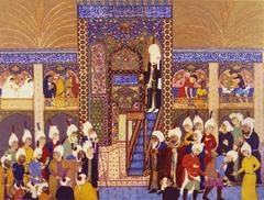 Persian miniature painting depicting the first sermon of Hasan ibn 'Ali