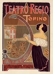 Historic Teatro Regio Torino theater building in 1899 with grand architectural design