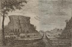 Historical illustration of Sverresborg fortress near Trondheim from 1815 book by Werlauff E.C.