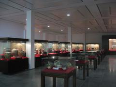 Interior view of the 3rd floor of Hanoi Museum with exhibits and visitors