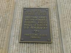 Memorial plaque dedicated to the victims of the May Uprising on Na Příkopě street in Prague