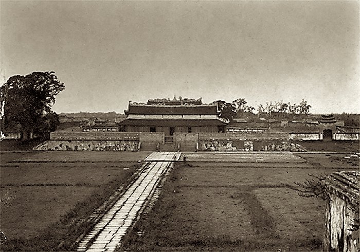 Kính Thiên Palace in the Citadel of Hanoi under clear blue sky