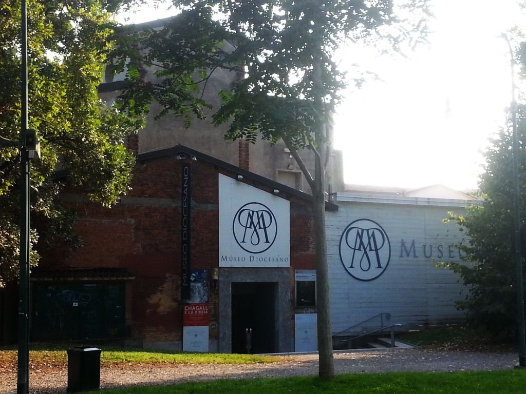 Exterior view of Museo Diocesano Milano historic building with arched windows and brick facade