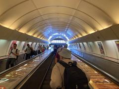 Křižíkova metro station interior with modern design and trains