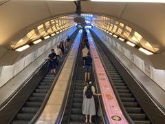 Křižíkova metro station interior with escalators and modern design