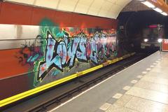 Colorful graffiti art at Křižíkova metro station in Prague