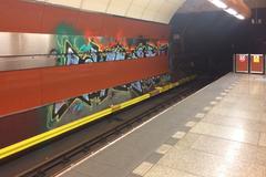 Graffiti art at Křižíkova metro station in Prague