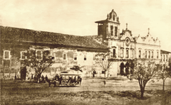 Historical photograph of Faculdade de Direito do Largo de São Francisco in São Paulo, Brazil around 1860