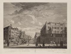 View of the Portuguese Jewish Synagogue from the Breestraat in Amsterdam historic etching