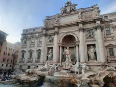 Ancient Roman ruins with columns and a clear blue sky in Rome Italy