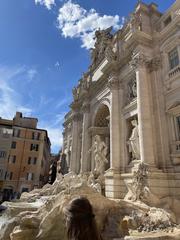 Side view of the Trevi Fountain in Rome