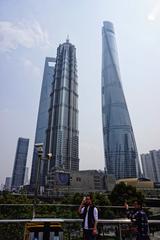 Shanghai Tower, Jin Mao Tower, and Shanghai World Financial Center in Lujiazui