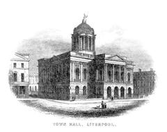 Liverpool Town Hall historical illustration from 1854 Bradshaw guide
