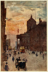 Painting of Liverpool Town Hall viewed from Water Street in 1907