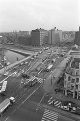 Construction of the metro in Wibautstraat, Amsterdam, black and white photo from 1971