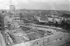 Construction work at Rhijnspoorplein in Amsterdam during a 20-month road closure in 1967