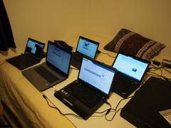 Laptops used for uploading data at the National Archive