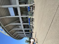 Ernst Happel Stadium exterior view in June 2022 with clear sky