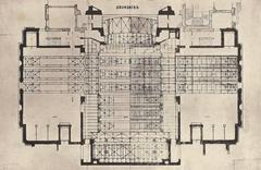 Architectural floor plan of National Theater Sofia by Martin Dülfer for German Theater Exhibition 1927