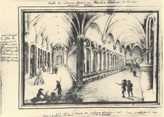 18th-century pencil drawing of the Cloître de l'Abbaye de Saint-Victor de Marseille
