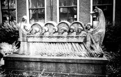 Rijksmuseum van Oudheden museum building with sculptures in Leiden