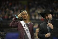 Captain Deshauna Barber saluting at Professional Bull Rider's Association Rodeo at Madison Square Garden